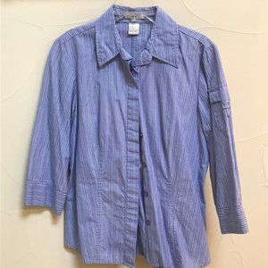 edward blue stripe button down blouse Size Small